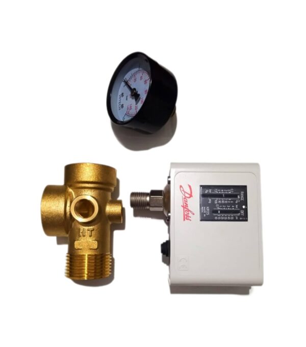 Pressure pump accessories (DANFOSS pressure switch, Pressure gauge and 5 way connector)