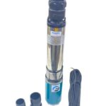 FLOJOY Asian Pumps Dc 24V Solar Submersible Water Pump 3000-4000 L/Hr, Solar Panel Or Battery Operated 6 Impeller Pump Outlet 50Mm (3 Nozzle 1, 1.5 & 2 Inch) 90-100 Feet For Openwell Borewell Farm