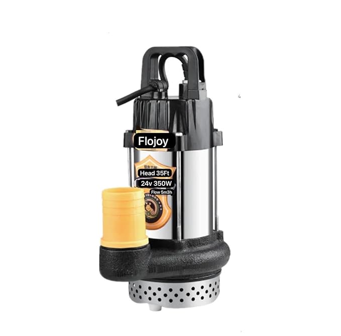 Asian Pumps & Machineries 350W 24V BLDC Submersible Water Pump Solar Or Battery Operated For River, Lake, Openwell, Aqua Farming,Pond Head 35ft Max flow 5000L/hr with 1″ & 2″ Nozzle