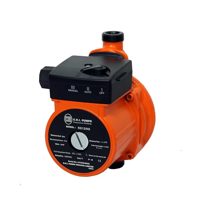 CRI Automatic Circulatory Pump with Multi Speed (3 Level) Suitable for Hot Water Circulation, Washing Machine, RO Shower (120 Watts)