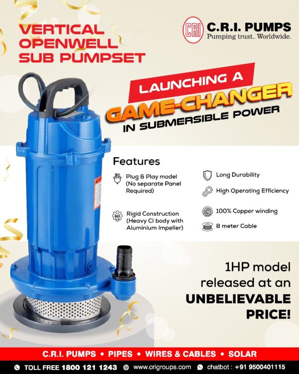 CRI Openwell submersible pump 1 HP CVS-C (32 head) - Image 3