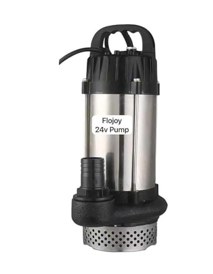 Asian Pumps & Machineries 350W 24V BLDC Submersible Water Pump Solar Or Battery Operated For River, Lake, Openwell, Aqua Farming,Pond Head 35ft Max flow 5000L/hr with 1″ & 2″ Nozzle