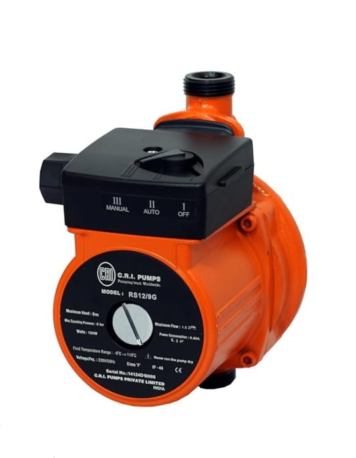 CRI Automatic Circulatory Pump with Multi Speed (3 Level) Suitable for Hot Water Circulation, Washing Machine, RO Shower (120 Watts)