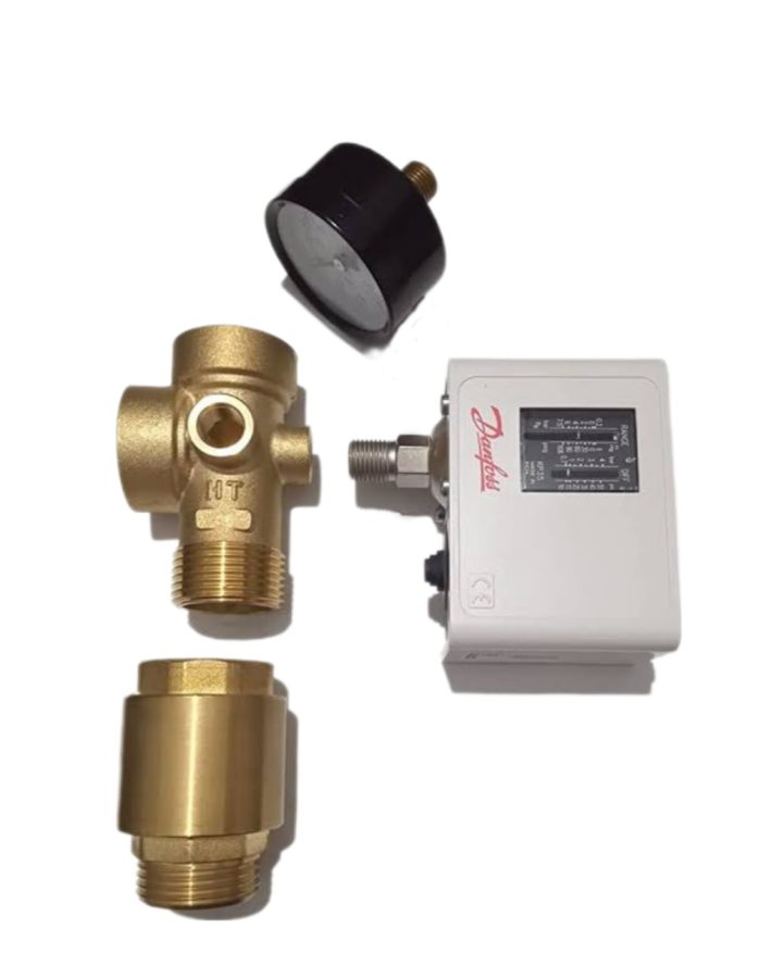 Pressure pump accessories (DANFOSS pressure switch, Pressure gauge,5 way connector and NRV)
